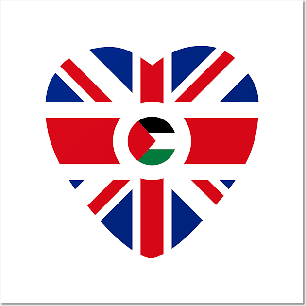 British Palestinian Multinational Patriot Flag (Heart) Wall Art by Village Values